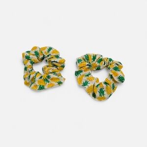 Pineapple Print Hair Scrunchies - Yellow and Green